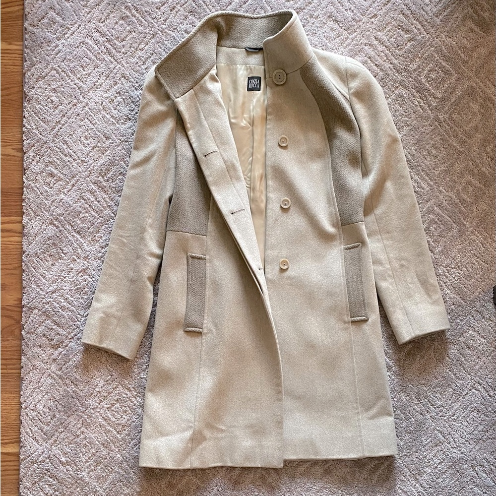 Cinzia Rocca Cream Wool Coat made from Loro Piana fabric sz 8 EUC!
